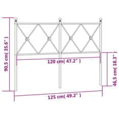 Vidaxl Kovové čelo postele biele 120 cm