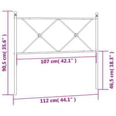 Vidaxl Kovové čelo postele biele 107 cm