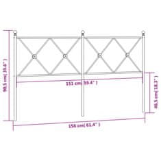 Vidaxl Kovové čelo postele, biele 150cm