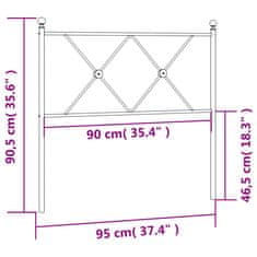 Vidaxl Kovové čelo postele biele 90 cm