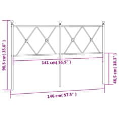 Vidaxl Kovové čelo postele čierne 140 cm