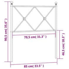 Vidaxl Kovové čelo postele biele 80 cm