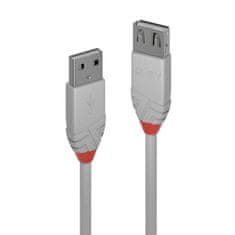 Lindy Kábel USB 2.0 A-A M/F 2m, High Speed, Anthra Line, sivý