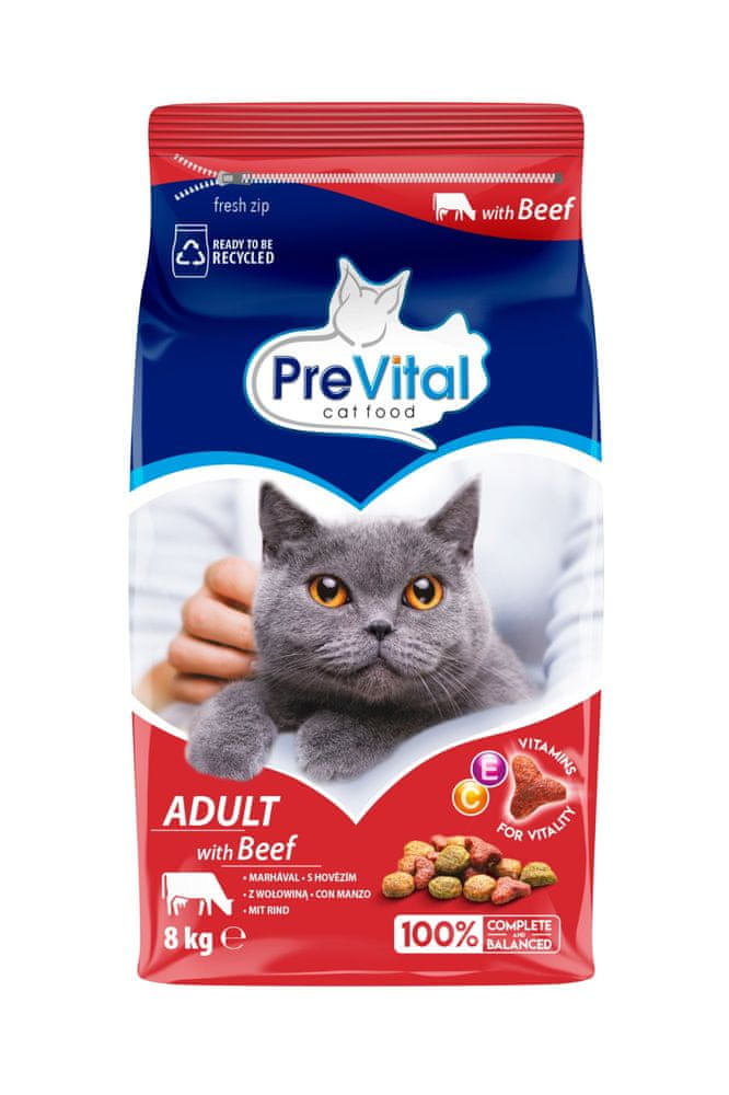 PreVital Adult granule pro kočky hovězí 8 kg