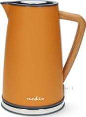 Nedis rychlovarná konvice KAWK510EOR/ objem 1,7 l/ Soft-Touch/ 1850 - 2200 W/ nerezová ocel/ oranžová