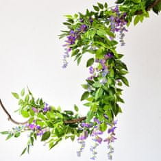 HOME & MARKER® Dekoratívne závesné umelé kvety brečtanu s 5 prameňmi kvetov z hebkej látky (dĺžka 180 cm) | WISBLOOM