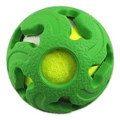 Dog Fantasy Míček DOG FANTASY gumový s tenisákem zelený - DISPLEJ (12ks) 5 cm