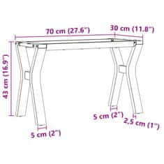 Vidaxl Nohy konferenčného stolíka Y-rám 70x30x43 cm liatina