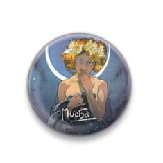 Magnet Alfons Mucha - Luna, okrúhly, 5 cm