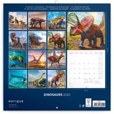 Notique Poznámkový kalendár Dinosaury 2025, 30 x 30 cm
