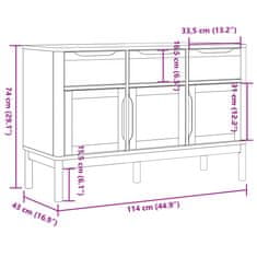 Petromila vidaXL Komoda FLORO sivá 114x43x74 cm borovicový masív