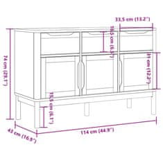 Petromila vidaXL Komoda FLORO vosková hnedá 114x43x74 cm borovicový masív