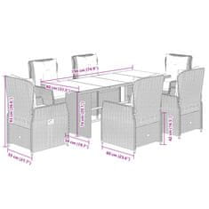 Petromila vidaXL 7-dielna záhradná jedálenská súprava a vankúše béžová polyratan