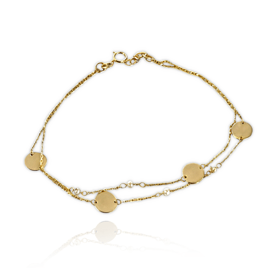MINET Zlatý náramok s prírodnými perlami Au 585/1000 1,40g