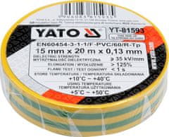 YATO Izolačná páska elektrikárska PVC 15mm / 20m žltozelená