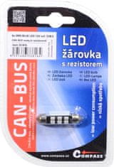 Compass Žiarovka 6 SMD LED 12V suf. SV8.5 38mm s rezistorom CAN-BUS modrá