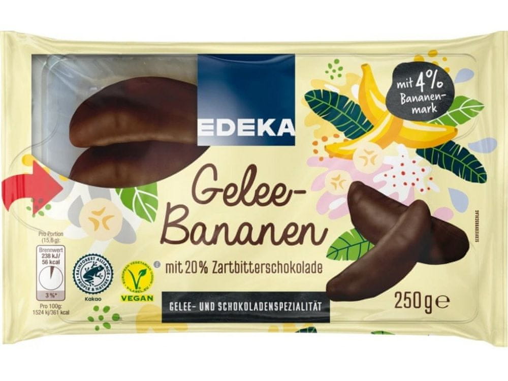 Edeka Banániky v želé obaľované v horkej čokoláde 250g
