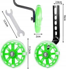 Korbi Bočné podperné kolesá pre detský bicykel 12-20" s LED svetlom, ružové