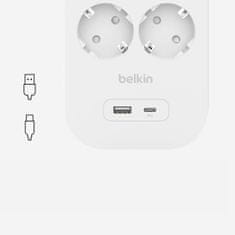 Belkin Napájací pásik, 6-portový + 1xUSB-A 1xUSB-C 650J, Schuko, 2m