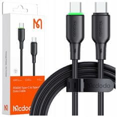 Mcdodo MCDODO USB-C RÝCHLONABÍJACÍ KÁBEL PRE SAMSUNG APPLE USB TYP C 65W 1M LED BLACK