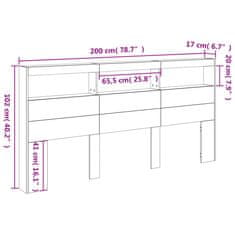 Vidaxl Skrinka na čelo postele s LED biela 200x17x102 cm