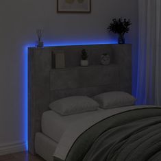 Vidaxl Skrinka na čelo postele s LED betónová sivá 120x16,5x103,5 cm