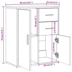 Petromila vidaXL Komoda dymový dub 60x31x70 cm kompozitné drevo