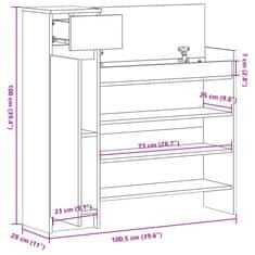 Petromila vidaXL Botník dymový dub 100,5x28x100 cm kompozitné drevo