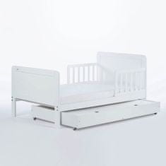 DREWEX Detská posteľ so zábranou a šuplíkom Drewex Olek 140x70 cm biela 