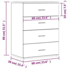 Petromila vidaXL Komody 2 ks hnedý dub 60x39x80 cm kompozitné drevo