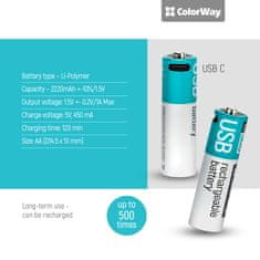 ColorWay Nabíjateľné batérie ColorWay AA USB Type-C 2220mAh 1.5V - 2ks (CW-UBAA-10)