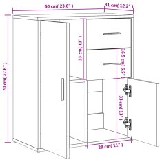 Petromila vidaXL Komody 2 ks dub sonoma 60x31x70 cm kompozitné drevo