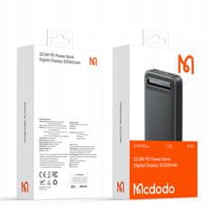 Mcdodo MCDODO POWERBANK 20000MAH S DISPLEJOM 3X USB USB-C 22,5W + USB-C KÁBEL