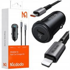 Mcdodo Mcdodo Rýchla Nabíjačka Do Auta Pre Telefón Usb-C Led + Lightning Kábel