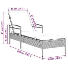 Vidaxl Záhradné ležadlo s vankúšom béžové 63x200x81 cm polyratan