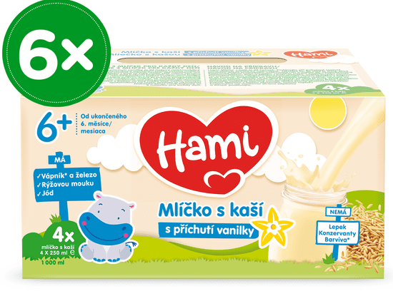 Hami mliečko s kašou s príchuťou vanilky 3x (4x250ml)