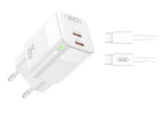 XO Rýchlonabíjačka CE07 vrátane dátového kábla USB-C 35W biela