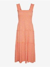 Vero Moda Ružovo-oranžové dámske kvetované midi šaty Vero Moda Menny XS