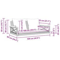 Petromila vidaXL Hojdacia lavica s vankúšmi čierna 109x62x40 cm polyratan