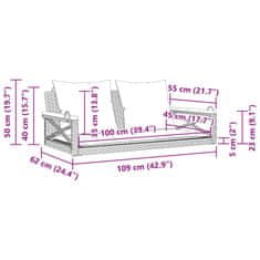 Petromila vidaXL Hojdacia lavica s vankúšmi béžová 109x62x40 cm polyratan