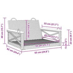 Vidaxl Hojdacia lavica sivá 63x62x40 cm polyratanová