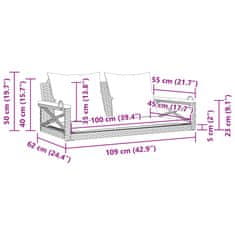 Petromila vidaXL Hojdacia lavica s vankúšmi sivá 109x62x40 cm polyratan