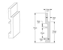 ORAC ORAC stropné a podlahová lišta SX187 Lišta 2000x75x12 mm