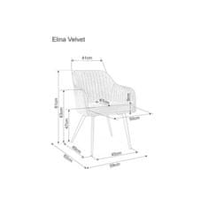 Signal Jedálenská stolička ELINA VELVET - čierny mat/sivá tap. 72