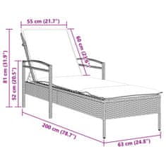 Petromila vidaXL Záhradné ležadlo s vankúšmi sivé 63x200x81 cm polyratan