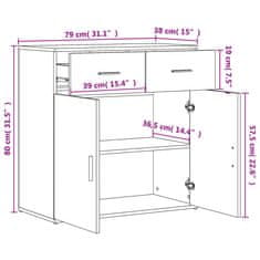 Petromila vidaXL Komody 2 ks dymový dub 79x38x80 cm kompozitné drevo