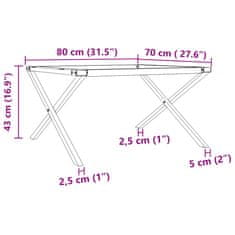 Vidaxl Nohy konferenčného stolíka X-rám 80x70x43 cm liatina