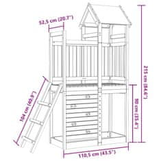 Vidaxl Hracia veža s lezeckou stenou 110,5x52,5x215 cm impreg borovica