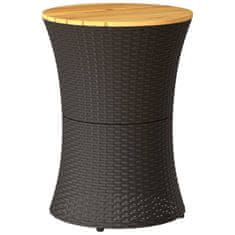 Petromila vidaXL Záhradný bočný stolík v tvare bubna čierny polyratan a masív