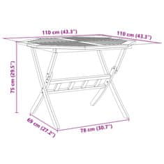 Petromila vidaXL Skladací záhradný stôl Ø110x75 cm akáciový masív